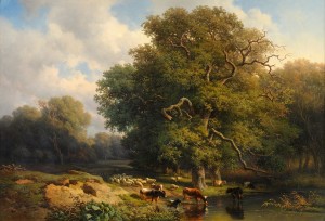 Forrest with river and animals